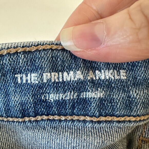 AG The Prima Ankle Raw Hem Cigarette Ankle Med Wash Blue Skinny Jean 27 Zip Fly - Picture 11 of 13